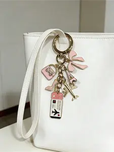 Travel-Themed Keychain Charm Set, Airplane & Passport Decor Bag Hanging Ornament, Versatile as Bag Charm, Keychain Decor, Ideal for Decorating Handbags, Keys, Suitable for Travel Enthusiasts, Women