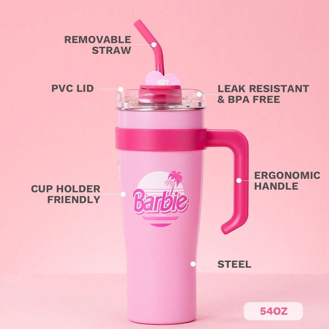 Barbie Capsule Collection: Mega Steel Tumbler 54.1oz - Leak-Proof,  Portable, Ideal for Outdoor Home & Office Daily Drinking Water Bottles