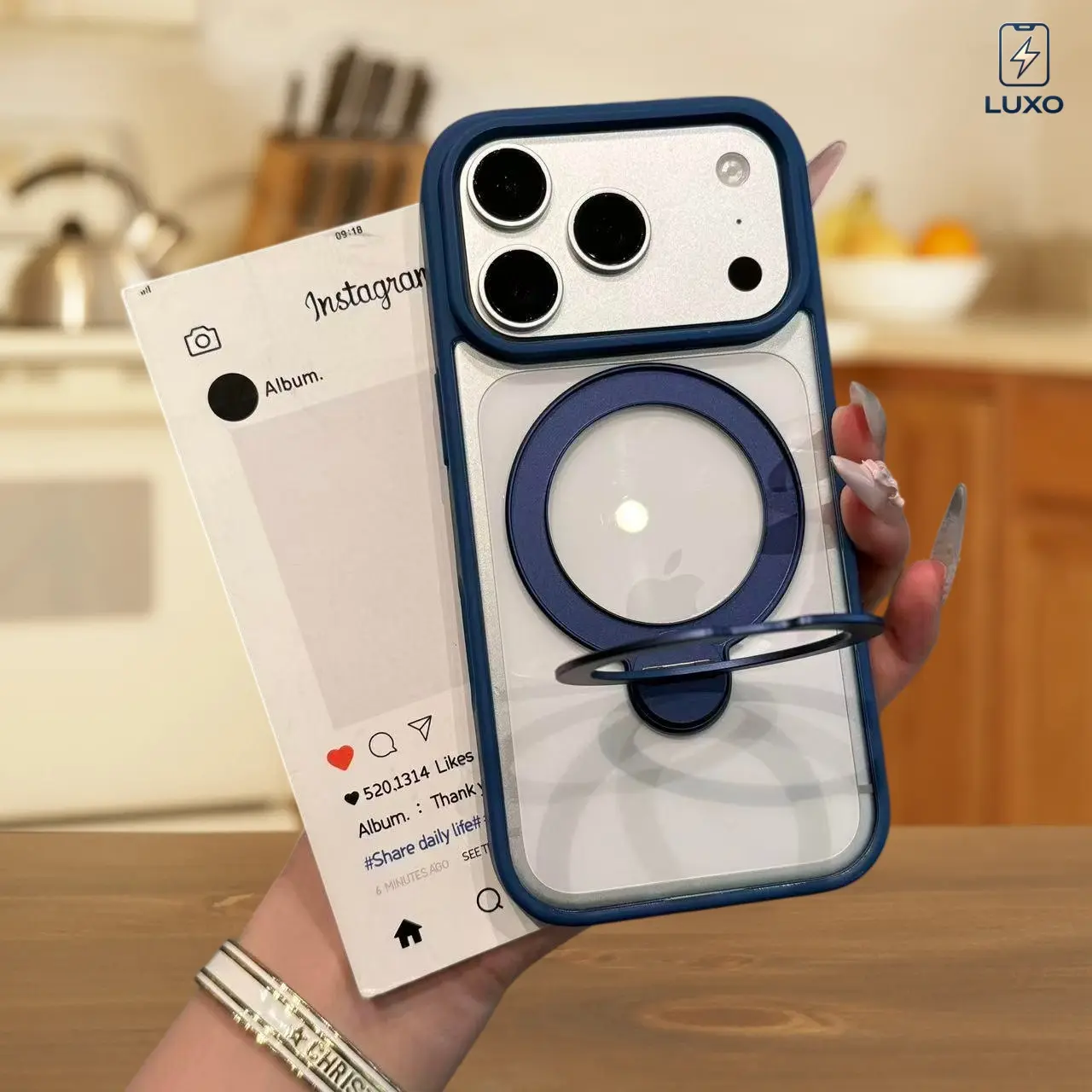 Phone Case: Macaron Color 360° Rotating Stand Phone Case, 2-in-1 Acrylic Back Panel TPU Frame Magnetic Protective Back Cover Compatible with iPhone 18 Pro Max 17Air 17Pro 17 16 15 14 13 12