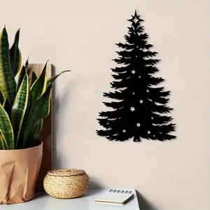 Vintage Metal Christmas Tree Wall Decor, Elegant Indoor Outdoor Holiday Decoration, Durable Iron Art Sculpture for Living Room Porch Patio Gift