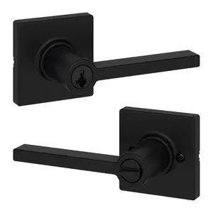 Casey Entry Door Handle With Lock And Key  Secure Keyed Reversible Lever Exterior For Front Entrance Bedrooms Matte Black Pick Resistant Smartkey Rekey Security Microban
