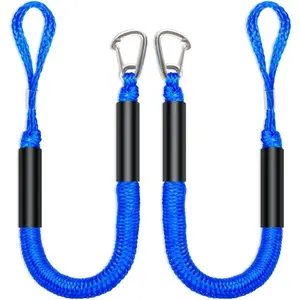 4FT Premium Boat Bungee Dock Lines Jet Ski Accessories with Marine Grade 316 Stainless Clip Safely Mooring For Jet Ski, Kayak, Pontoon Boat, Dinghy 4~5.5ft
