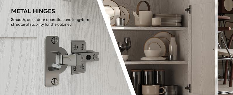 LIKIMIO 74.8" Cabinet with Glass Doors, Tall Kitchen Pantry, Storage Cabinet with Microwave Stand, 4 Adjustable Shelves, Wine & Glass Station, Modern Display Cabinet for Home Living Room