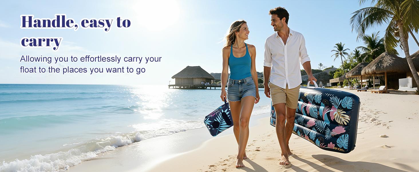 Pool Floats Lounger with UPF50+ Canopy Adjustable Inflatable Large Floating Chair Ergonomic Design with Cup Holders Perfect for Swimming Pool Beach Lake Party Dark Blue