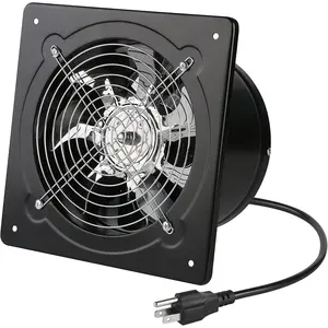 8 inch Exhaust Fan 80W 500CFM Through-wall installation Ventilation Fan 110V Exhaust  Fan Ventilation with Power Cord for Kitchen,Bathroom,laundry room,Toilets,Garage (Black