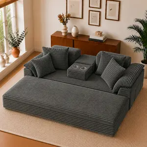 78.7" 4 in 1 Convertible Floor Sofa Bed, 3 Seater Boneless Foldable Couch in A Box with 2 Cup Holders, Folding Recliner Sleeper Chair, Space-Saving Multi-Functional Guest Mattress for Living Room Bedroom, No Assembly Required