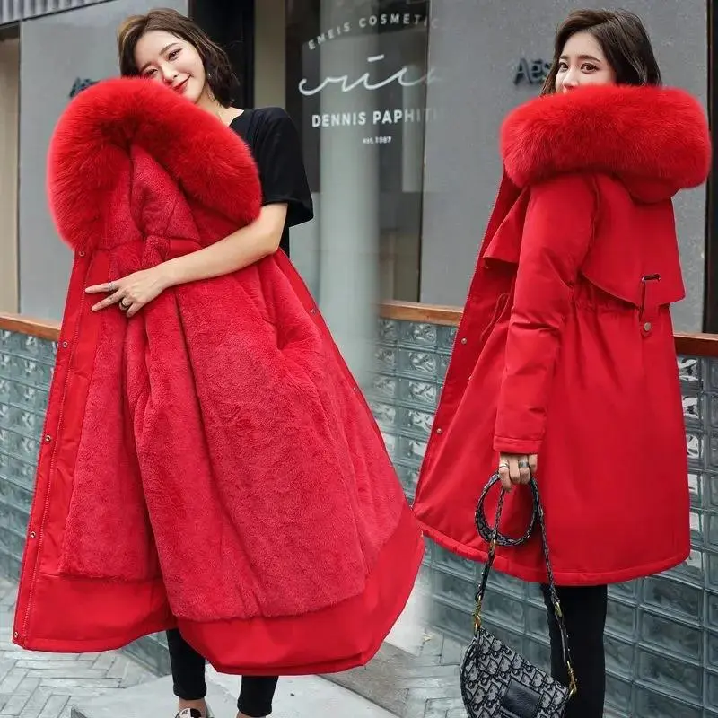 Winter Jacket 2025 New Women Parka Clothes Long Coat Wool Liner Hooded Jacket Fur Collar Thick Warm Snow Wear Padded Parka Can be used with raincoat Winter Jacket 2025 New Women Parka Clothes Long Coat Wool Liner Hooded Jacket Fur Collar Thick Warm Snow Wear Padded Parka Can be used with raincoat