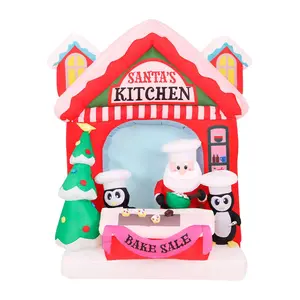 Christmas Time 7-Ft. Pre-Lit Santa's Kitchen In flatable