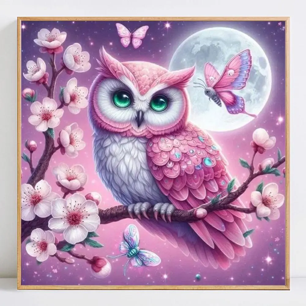 Owl Pattern DIY Diamond Arts Colorful Painting Kit without Frame, Full Round Drill Diamond Arts Colorful Painting Kit, Wall Art Decor for Home Living Room Bedroom, Diy Craft Supplies