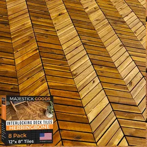 Majestick Goods Interlocking Deck Tile - Herringbone (8 Pack) for Flooring Needs