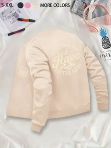 Fun Casual Unisex "Wait for Me, I Have Short Legs" Printed Baseball Jacket, Zip-Front Nurse Jacket, 4-Way Stretch Fabric, Comfortable & Fashionable Workwear, Apparel for Medical Professionals, Durable Nursing Jacket