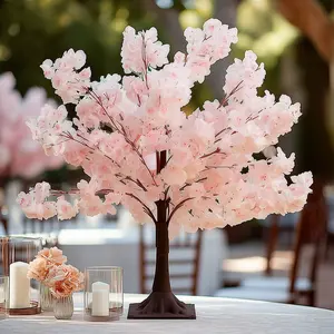 Artificial Cherry Blossom Tree Centerpiece 3ft Blush – Silk Sakura Wishing Tree with Metal Base