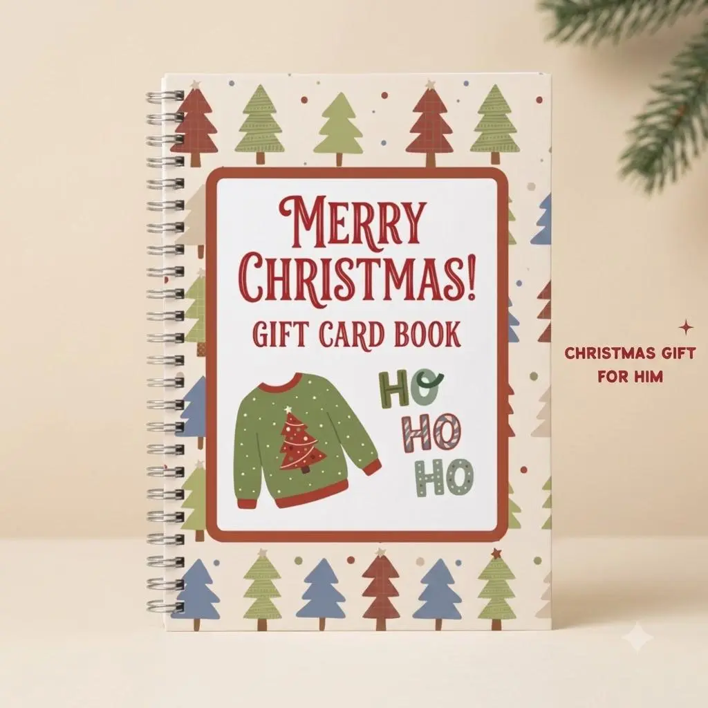 Christmas Gift Card Book, Holiday Gift Book with 18 Themed Pages, Unique Christmas Gift Idea for Loved Ones, Family and Friends