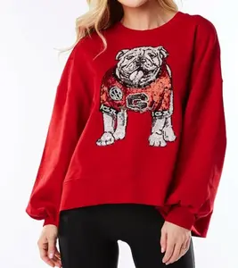 UGA Bulldog Balloon Sleeve Pullover White Black