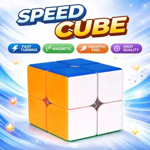 2X2 Stickerless 1 Magic Speed Cube - High Speed Puzzle Game Toy for Kids & Adults Magic Puzzle Toy Durable & Smooth Cube with Anti-Pop Design