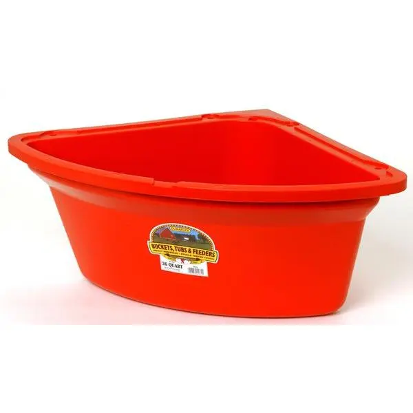 212 MAIN Heavy-Duty Impact-Proof Polyethylene 26 qt. Corner Feeder, Red, Steel-Plastic Construction (Model PCF6, Item 405000068)