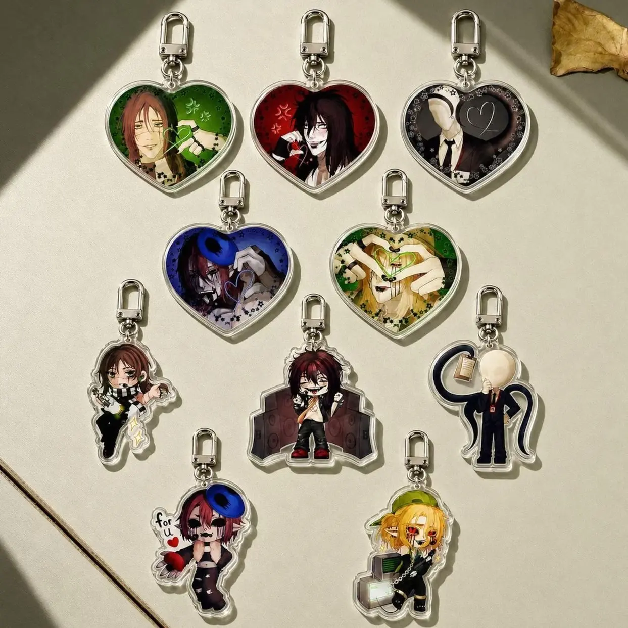 Creepypasta Keychain, Homicidal Liu, Jeff the Killer, Slenderman, Eyeless Jack, BEN Drowned Bag Charm, Horror Gift