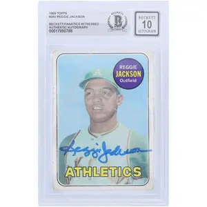 Reggie Jackson Oakland A's Autographed 1969 Topps #260 Beckett Fanatics Witnessed Authenticated 10 Rookie Card - Fanatics Authentic Certified