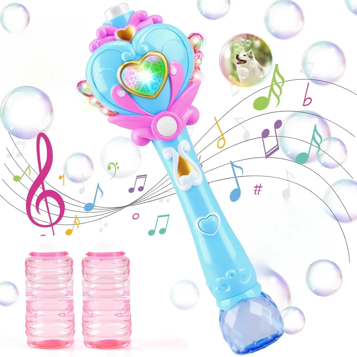 B004-P  Toys for Girls: Princess Toy Bubble Wand, Birthday Gifts for 3 4 5 6 7 8 Years Old Girl, Bubbles Machine Fairy Wands for Kids Light Up with Bubble Solution, Toddler Girl Toys Age 4-5 Colorful Magical