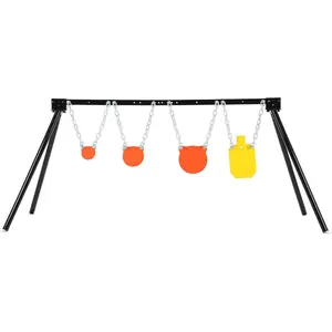 Steel Target Stand with 3 Gong Targets and 1 Torso Target Steel Shooting Target System Kit Outdoor Powder Coated