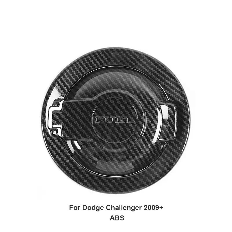 Black Carbon Fiber Fuel Tank Cover Trim, Auto Exterior Decoration, Car Exterior Accessory for 2009+ Dodge Challenger Car Shelter Car Protector