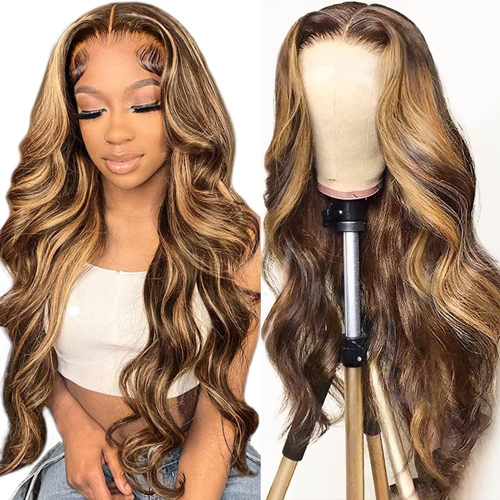 Alipearl Hair P4/27 Highlight Colored Wig Human Hair Glueless Wig 5x7 Lace Front Body Wave Highlight Pre Cut Lace Wig FallFreshness