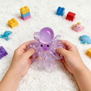 Cute Jellyfish Octopus Squishy Toy, Viral Slow Rising Stress Relief Fidget, Soft Squeeze Sensory Toy for Kids, Teens & Adults, Anxiety Relief Desk Toy, Cute Gift