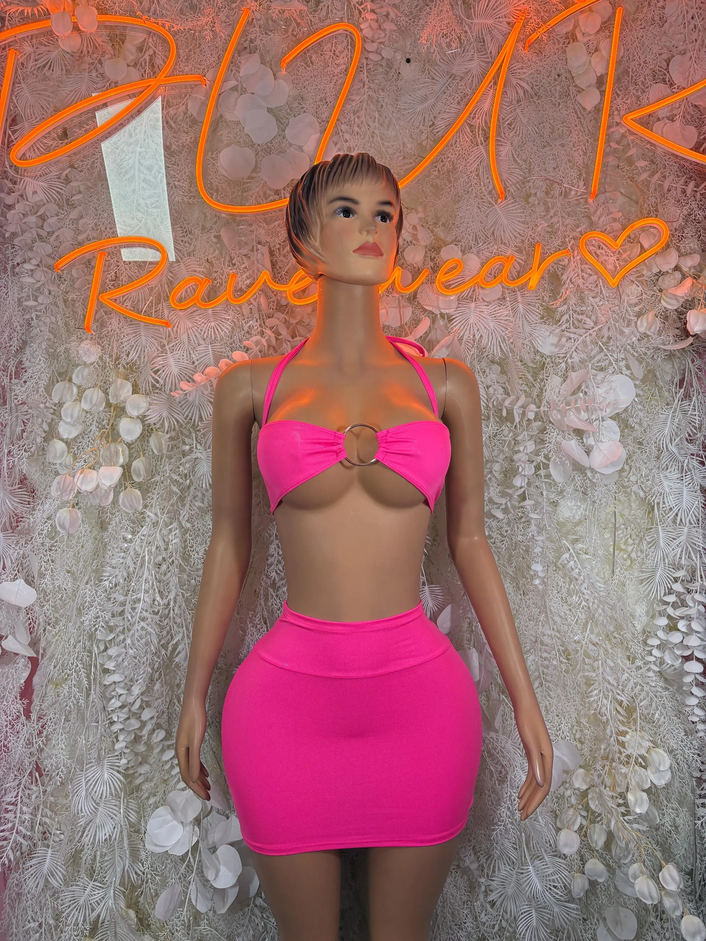 Hot Pink Skirt Set – Rave Festival Clubwear Exotic Dancewear Outfit Womens Clothing