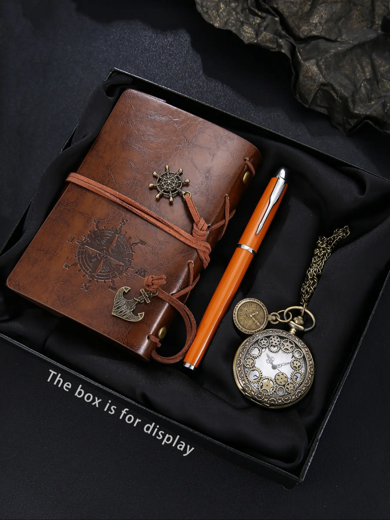 3pcs Retro Men's Pocket Watch Set with Notebook and Pen, Perfect Gift for Father Day Kit, Graduation, Birthday, Thanksgiving