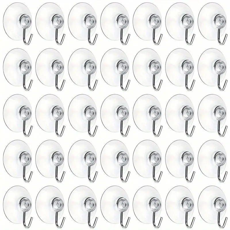 50pcs Small Transparent Strong, Multifunctional Traceless Hanging Storage Hooks Set, Suction Cup Hooks, Home Storage Hook, With Stainless Steel Hook For Window, Glass Door, Bathroom Shower Wall, Kitchen Walls, Christmas Decoration Hooks