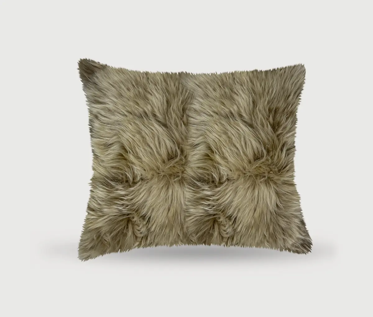 Taupe 1-Piece Natural New Zealand Sheepskin Fur Pillow, 18x18 in Large Square Home Decor Textile with Natural Pile, Hidden Zipper Closure, Polyfill Insert (676685051844)
