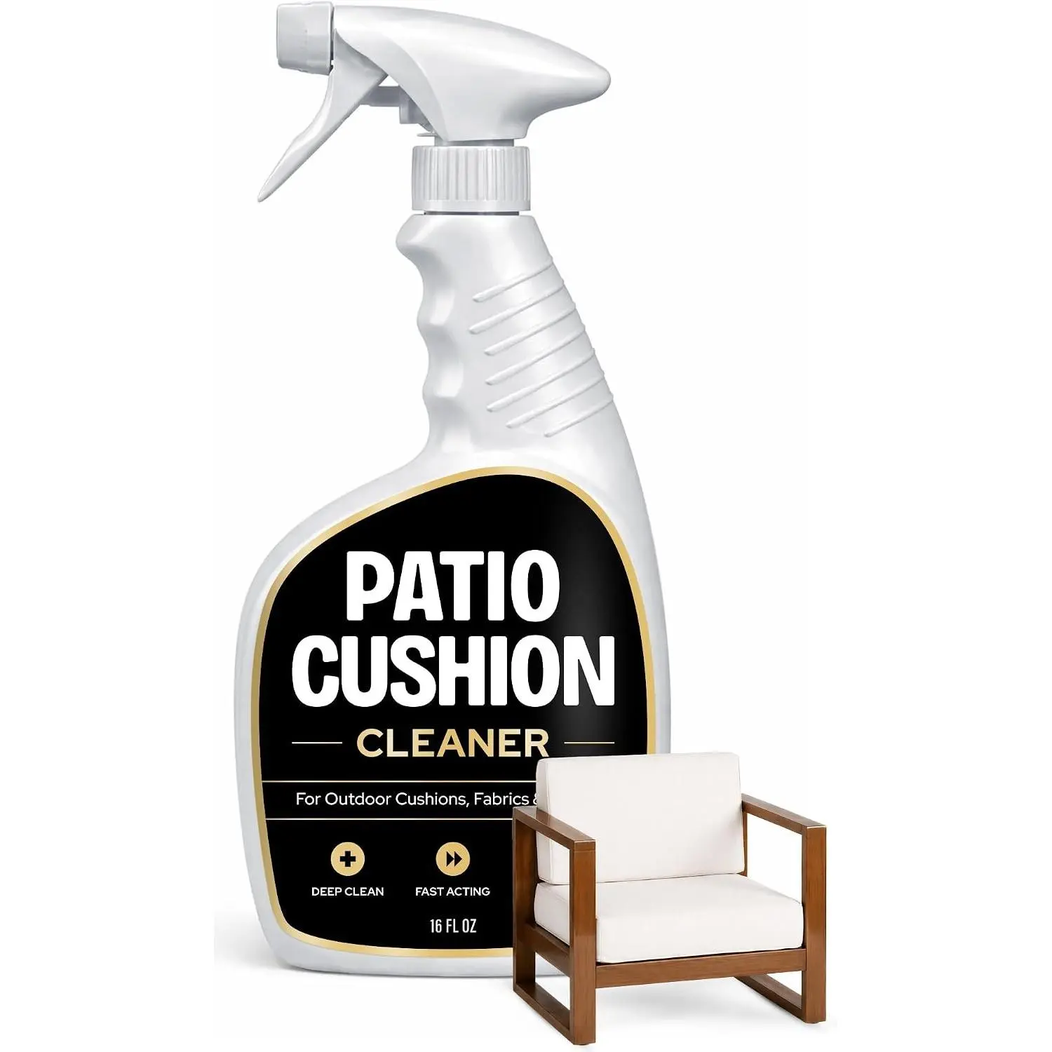 Patio Cushion Cleaner Outdoor Fabric Cleaner - Deep Cleans Dirt, Grime & Weather Stains on Furniture, Pillows, Umbrellas, Awnings & Covers – Non-Bleach, Designed for Canvas, Polyester & Acrylic, 16 oz