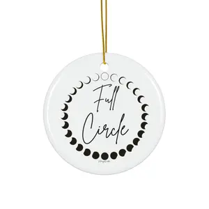 Full Circle moon phase ceramic ornament | Round Christmas ornament