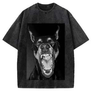 Doberman dogs Vintage Washed T-shirt, Gym Essential, Vintage Casual Crewneck Short Sleeves Menswear Womenswear Tops Classic Cotton Fabric Streetwear