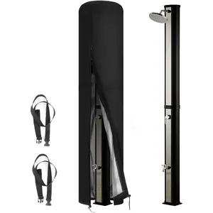 Solar Shower Cover Waterproof, Heavy Duty Outdoor Shower Cover for 10.6 Gallon Solar Shower with UV Coating, Protective Cover for Solar Showers, Umbrella Cover, Windproof, Black (230 x 67 cm)