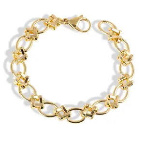 14K Gold Plated X-Link Bracelet 7” – Luxury Bold Chain for Women Elegant Modern Design Perfect for Everyday Wear or Special Occasions