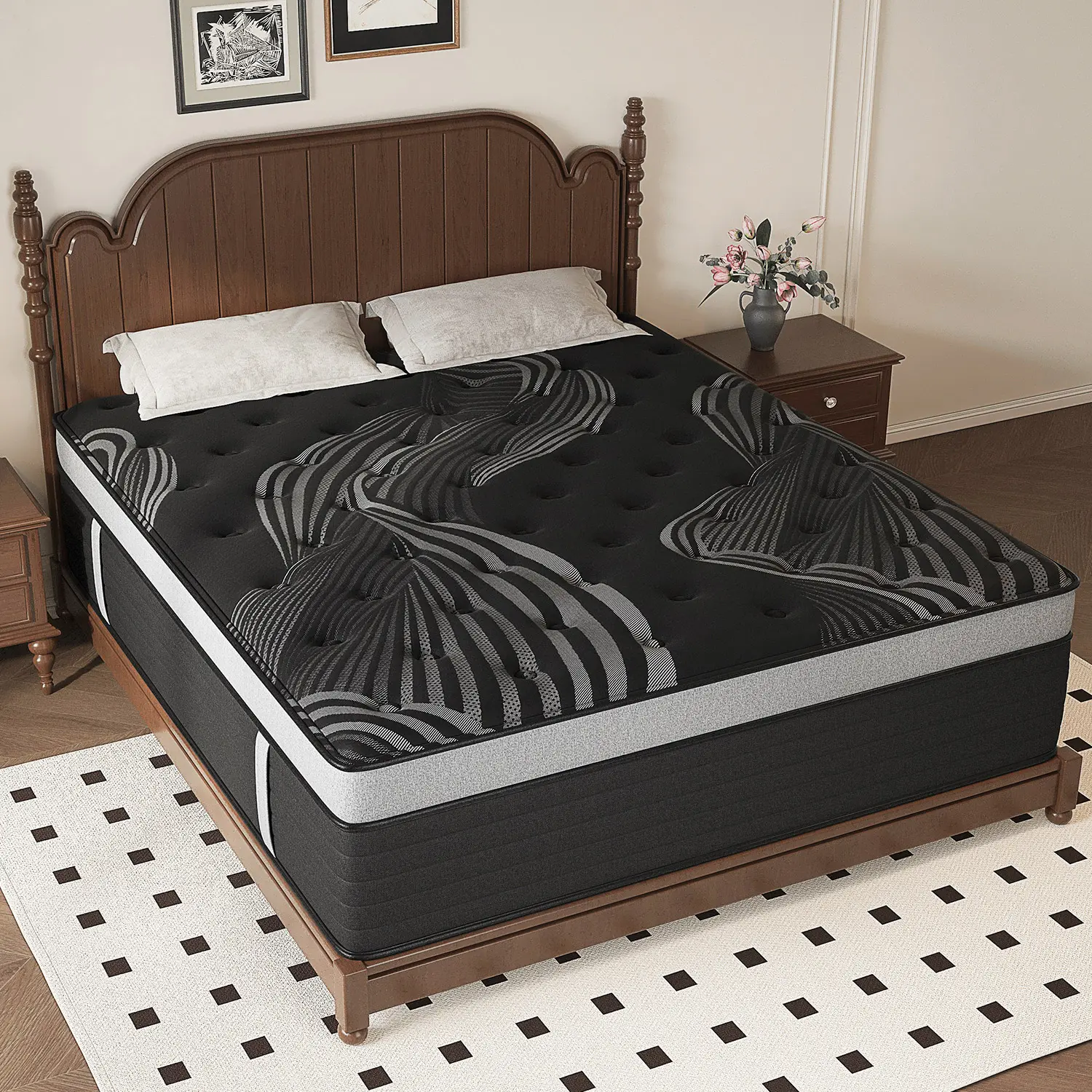 14/12 Inch Gel Memory Foam Mattress Hybrid Pocket Spring Twin Full Queen King Bed Mattress In A Box, Euro Top Medium Firm for Back & Lumbar Support, Individual Pocket Spring Bed for Motion Isolation & Fiberglass Free