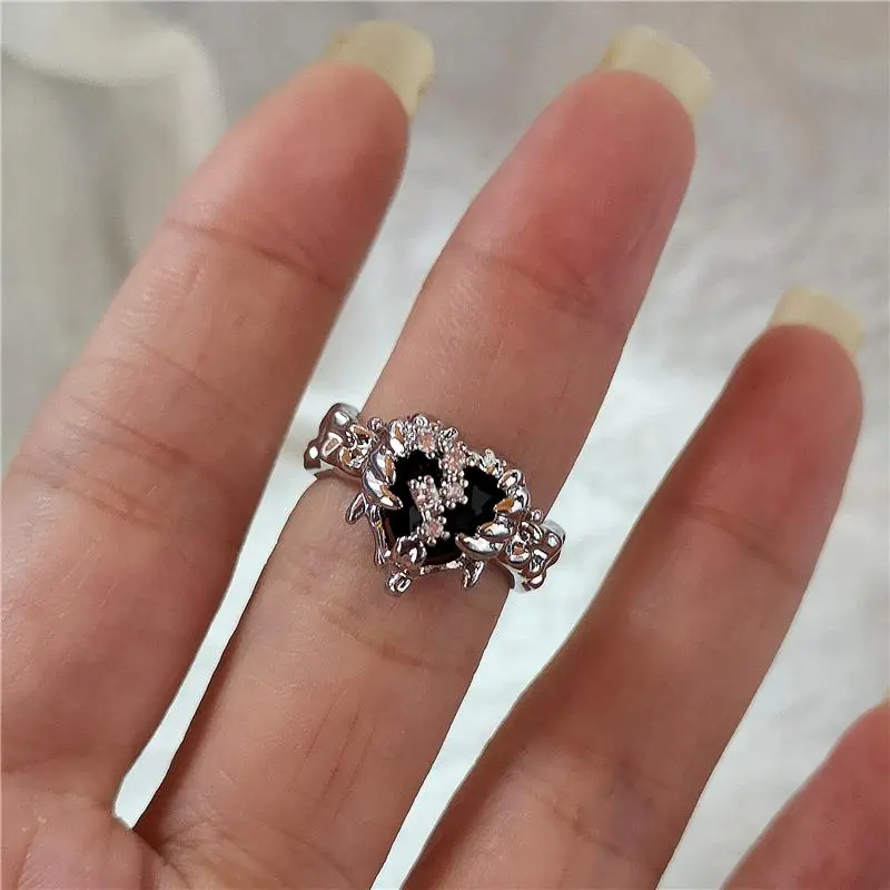 Kpop Goth Punk Vintage Aesthetic Geometric Irregular Star Silver Color Ring For Women Egirl Grunge Y2K EMO Jewelry Accessories