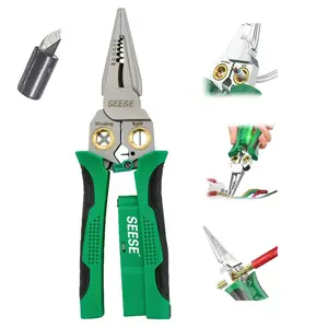 8 in 1 Wire Stripper Twister for Cutting and Pulling Wires, Cable Scissors,Voltage Tester Pliers, 12V to 250V Live,Null,Hot Wire Judgment AC DC, Audible and Flashing LED Alarms.