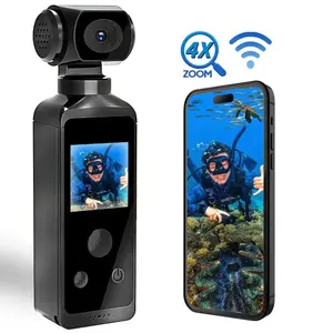 Ultra HD Pocket Action Camera, 270° Rotatable Vlog WiFi Mini Sports Cam, Waterproof Case Helmet Travel Bicycle Driver Recorder, Handheld Outdoor Camera, Underwater Camera