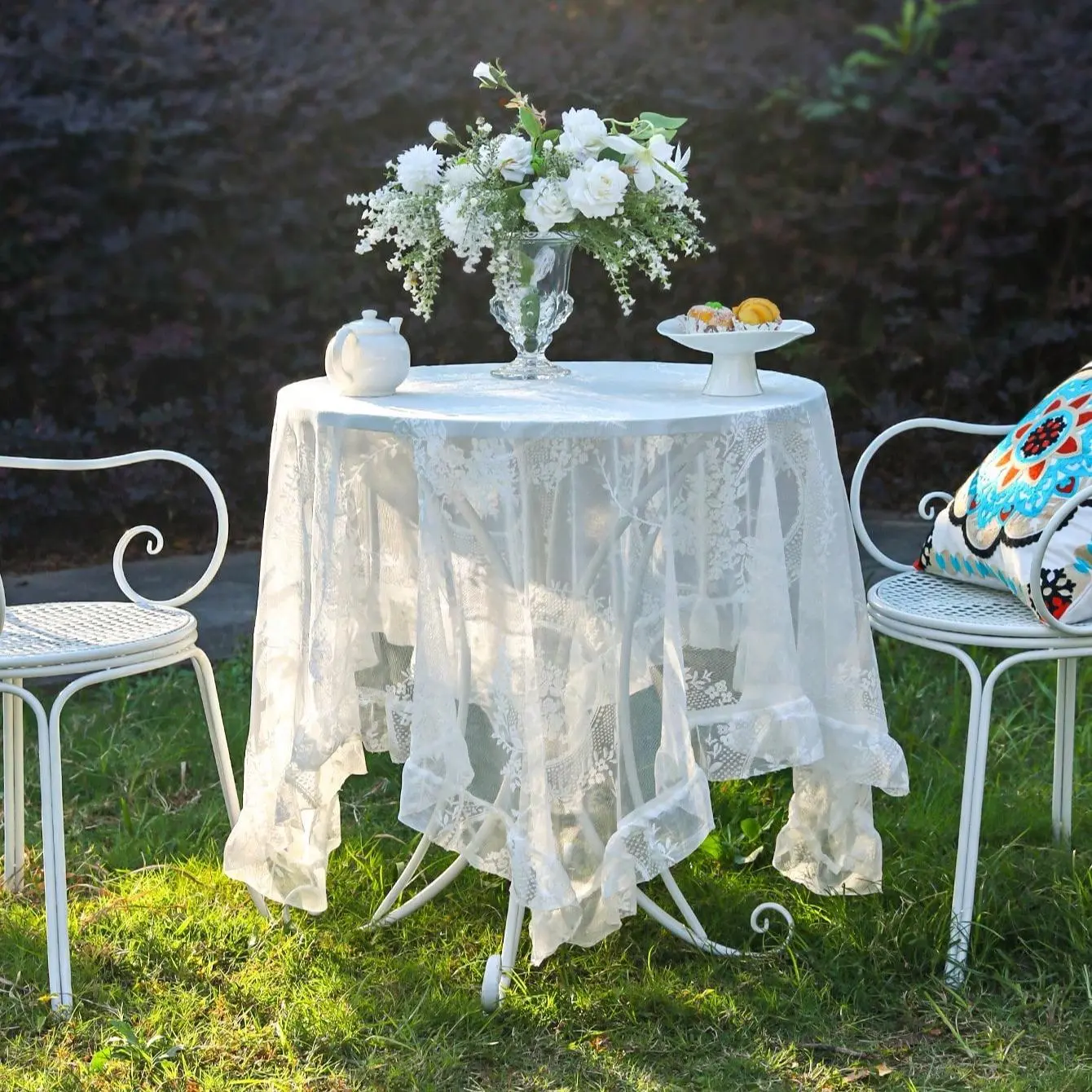 Floral Lace Tablecloth, Rectangular Tablecloth, Table Decoration Supplies for Home Kitchen Dining Room, Vanity Decor Accessories, Rectangle Tablecloth