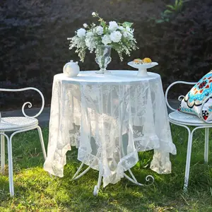 Floral Lace Tablecloth, Rectangular Tablecloth, Table Decoration Supplies for Home Kitchen Dining Room, Vanity Decor Accessories, Rectangle Tablecloth