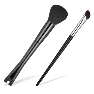 2 Pcs Nose Contour Brushes 7 Inch 2-In-1 U-Shaped & Fluffy Brush Set for Sculpting Highlighting Defining Seamless Contouring Soft Fibers Sturdy Handles Makeup Brush