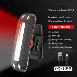 Ultra Bright Waterproof USB Rechargeable Bike Tail Light for Road and Mountain Bikes