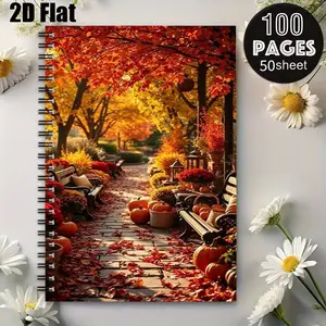 1 Pack Fall Thanksgiving Spiral Coil Notebook, 5.7x8.26 Inch, Durable Binding, Autumn Journal for Thanksgiving Day, Fall Harvest, Pumpkin Season, Thanksgiving Gift for Students, Writers, Autumn Lovers, Daily Planner for Fall Activities [2D] Flat