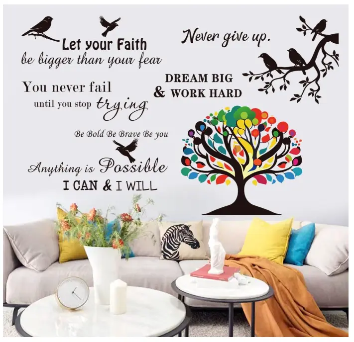 Vinyl Wall Stickers Inspirational Saying Wall Decals Motivational Quote Stickers Peel and Stick Positive Wall Stickers Quotes Wall Decor for Living Room Bedroom Office School Dorm Home Décor.