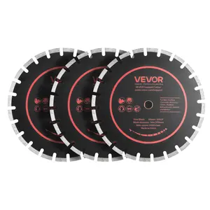 【fathersdaygift】VEVOR Diamond Blades 14 inch, 3-Pack Concrete Saw Blade Set, 1 in Arbor, High-Hardness Diamond Segments, 65Mn Steel Core, Dry Wet Cutting, Clean Edges for Concrete, Masonry, Brick, Stone, Granite