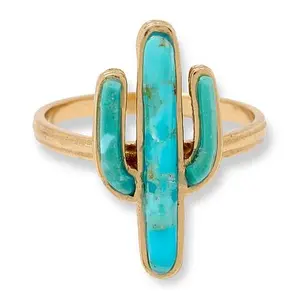 GemHues Composite Turquoise Bronze Cactus Design Ring