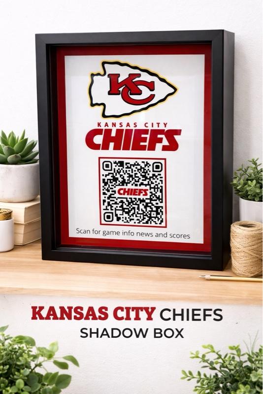 Kansas City Chiefs Interactive Shadow Box with QR Code | Chiefs Fan Gift | Game Scores, Highlights & Schedule Kansas City Chiefs Interactive Shadow Box with QR Code | Chiefs Fan Gift | Game Scores, Highlights & Schedule