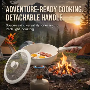 20pcs Kitchenware Non-Stick Pots and Pans Set, Pans & Woks, kitchen supplies, Cookware, Kitchen Cookware Sets, KitchenHacks, MealPrep, Detachable Handle, Oven Safe, Versatile cookware, CookingEssentials